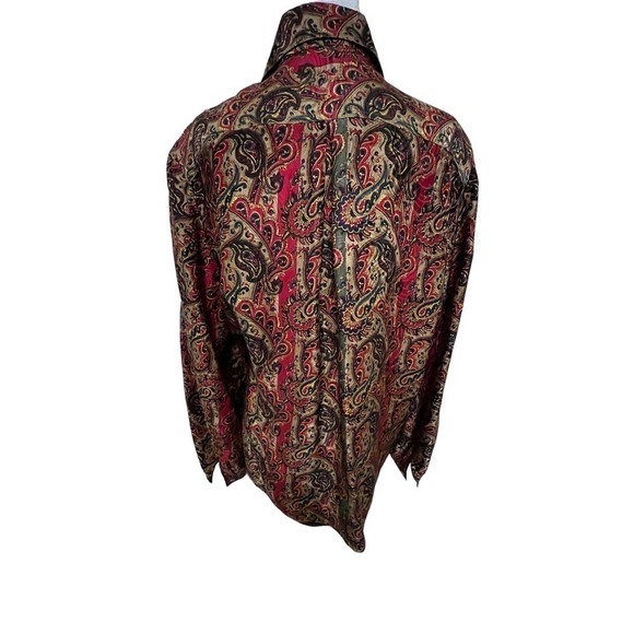 Vintage Gallant 100% Silk Paisley Multicolor Button Down Blouse 16 - Picture 2 of 7